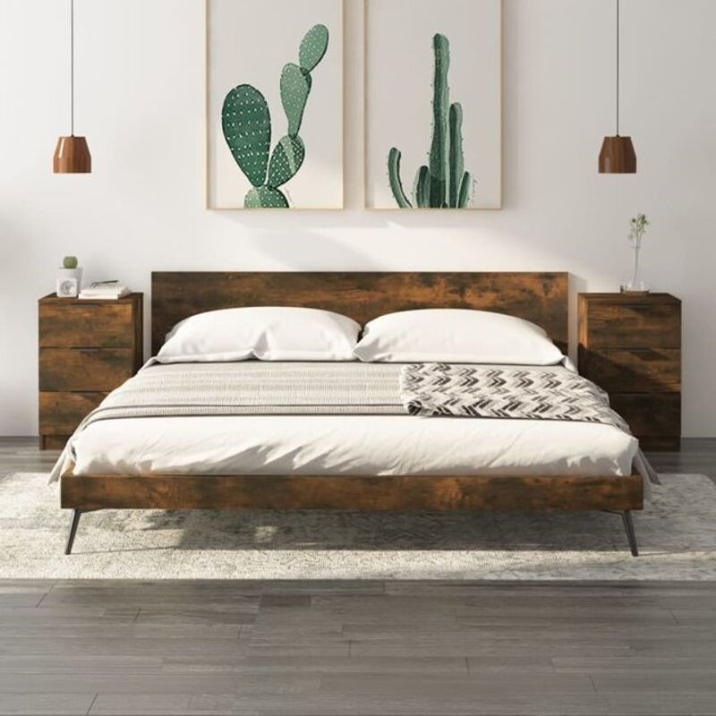 Set aus 2 modernen Nachttischen von VIDAXL in Braun aus Holzwerkstoff, B/T/H: 40 x 36 x 65 cm - Bild 1