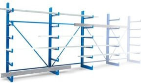 Regalwerk Kragarmregal KARL Typ 1 Set mit 3 doppelseitigen festen Armen, H: 200 cm, B: 125 cm - Bild 1