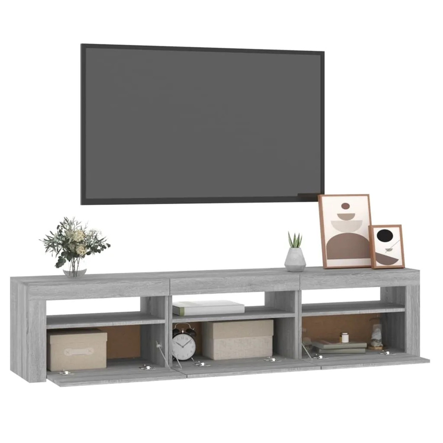 vidaXL TV-Schrank modern mit LED-Leuchten in Grau Sonoma, B/T/H: 180 x 40 x 35 cm - Bild 2