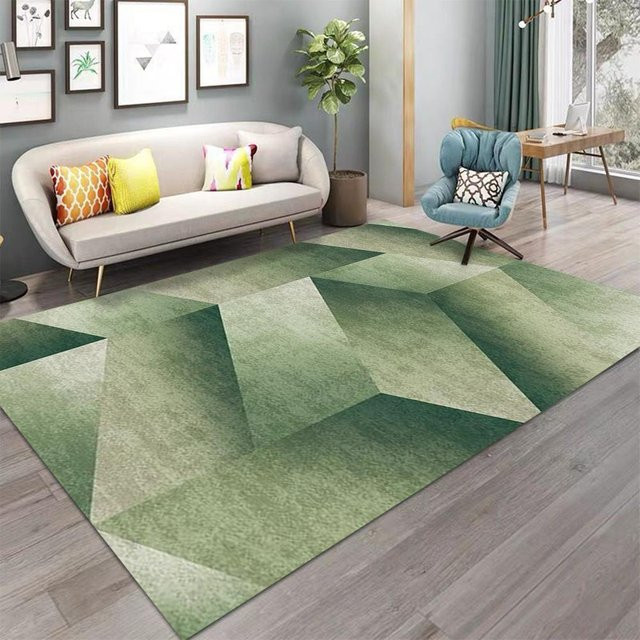 Karpetti Teppichläufer mit nordischem geometrischem Druck, grün, rutschfest und waschbar, B/T: 120 x 80 cm - Bild 1