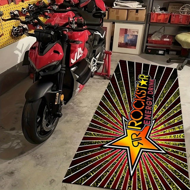 VIKAMA1PC Dekorative Motorradmatte in Schwarz für Garage und Wohnzimmer - Bild 1