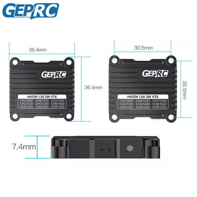 GEPRC MATEN FPV Vtx Bildübertragung 1,2 GHz 2W 2-8S 9CH Schwarz B/T/H: 30,5 x 30,5 mm - Bild 1