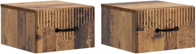 vidaXL Wandmontierter Nachttisch aus Altholz in Braun, 2er Set, B/T/H: 34,5 x 33 x 20 cm - Bild 1