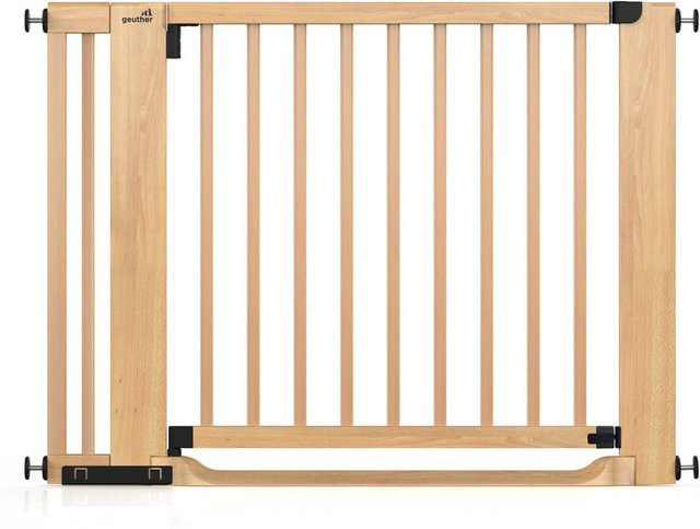 Geuther Türschutzgitter Easylock mit Flatstep aus Holz in Braun, erweiterbar ohne Bohren - Bild 1
