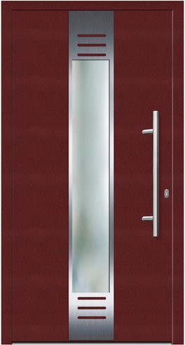 KNOCK Flügelüberdeckende Kunststoff-Haustür Terra mit Glaseinsatz, purpur-rot, modern, B: 110 cm, H: 210 cm - Bild 1
