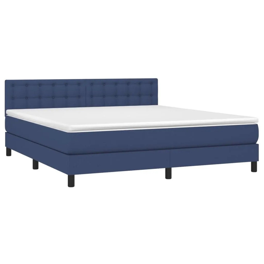 vidaXL Boxspringbett mit Matratze und LED-Beleuchtung in Blau, Hybrid-Bett mit USB-Anschluss und Taschenfederkern, B/T/H: 160 x 200 x 78 cm - Bild 2