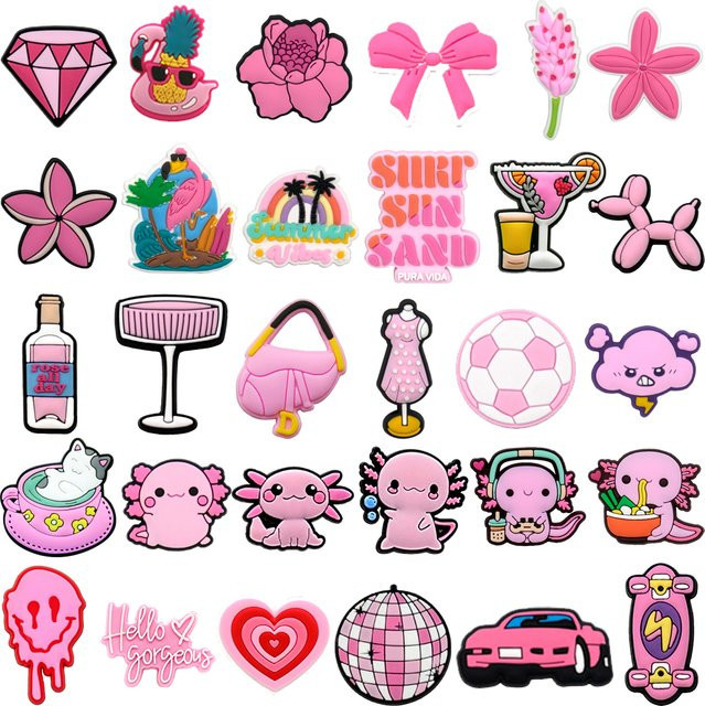Schuh Charms Salamander, Rosa, Diamant, Flamingos, Kinder, Mädchen, Frauen - Bild 1