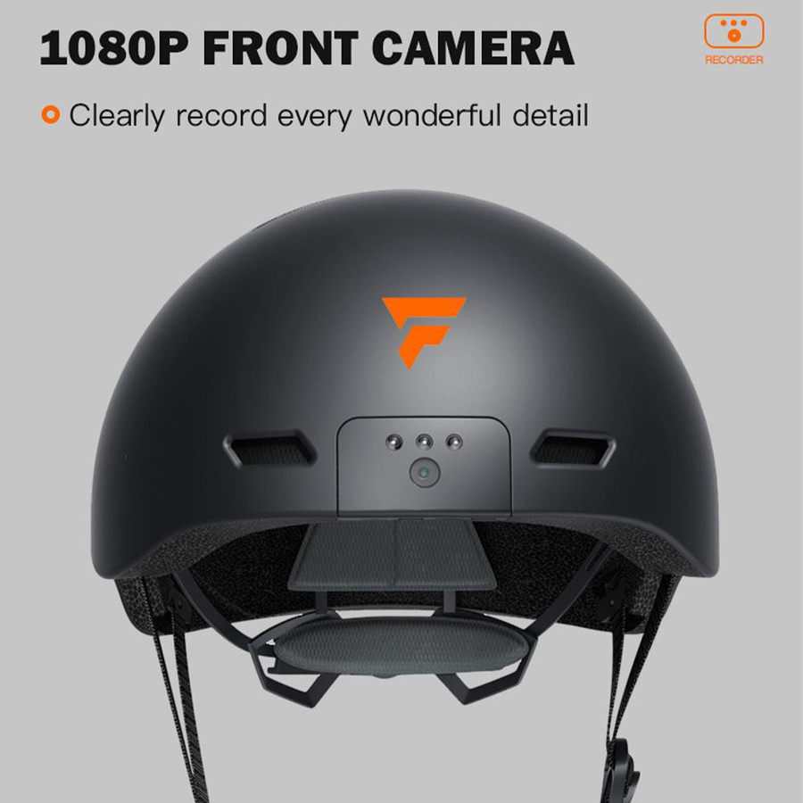 Honor Electronics WiFi-Kamerahelm für Motorräder, wasserdichter Smart-Helm mit LED-Vorder- und Rücklicht in Schwarz - Bild 3