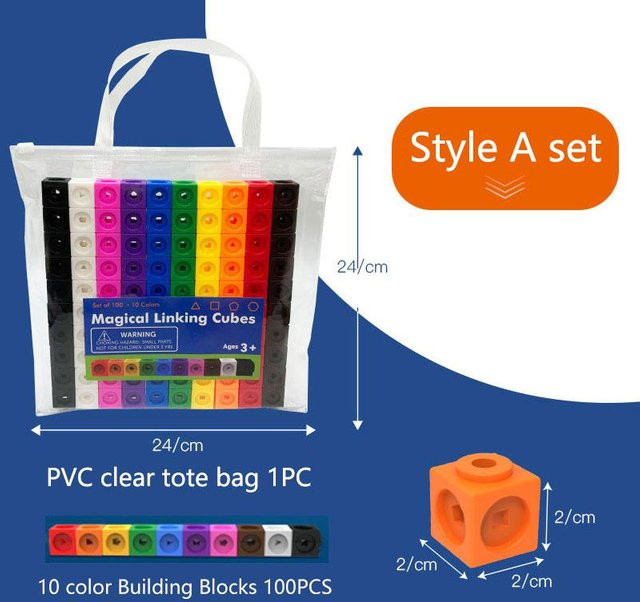 Kidsly Montessori Verknüpfungswürfel, Mathe-Spielzeug, Bausteine, Karten Set - Bild 1