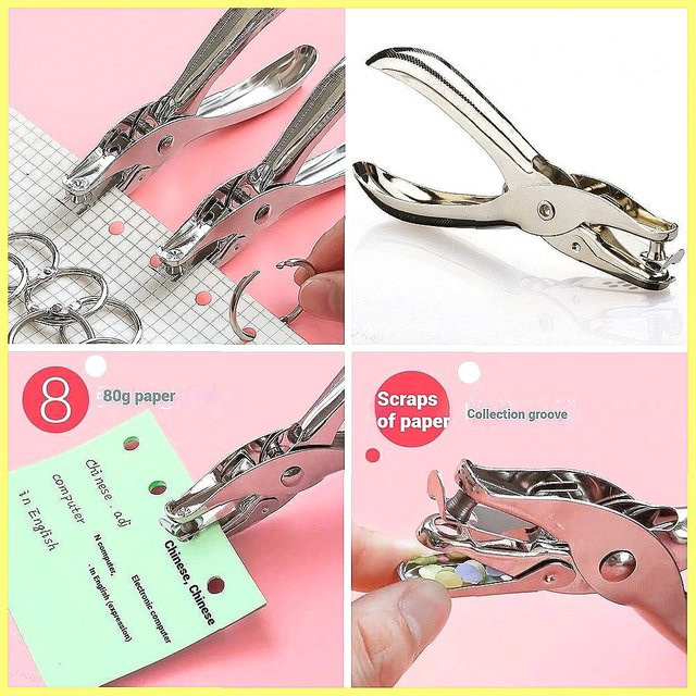 Einlochstanzer aus Metall in Silber mit 6mm Lochung und 8 Blatt Kapazität für Büro, Schule und Scrapbooking - Bild 1