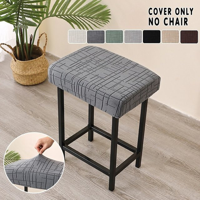 WANERQU Barhocker Abdeckungen aus Jacquard Stretch, einfarbig grau, Sitzbezug für Küchenstühle und Barhocker - Bild 1