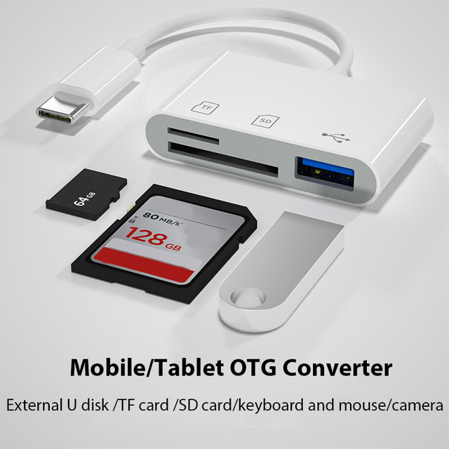 Yecai Chuan 3-in-1 OTG USB-C SD-Kartenleser für High Speed Transfer, Weiß - Bild 1