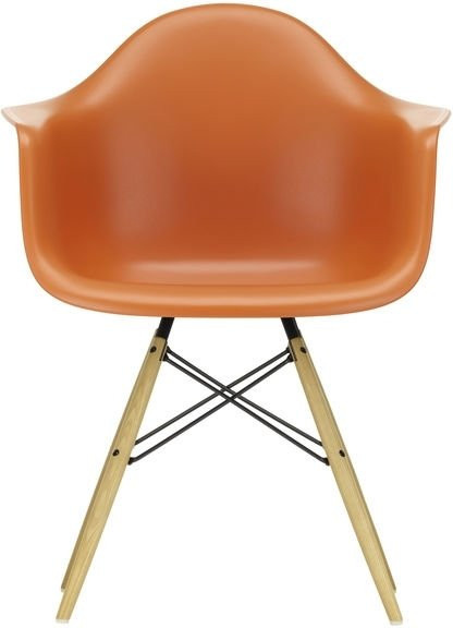 Vitra DAW Eames Plastic Armchair mit Armlehnen in Orange und Ahornholzgestell - Bild 1