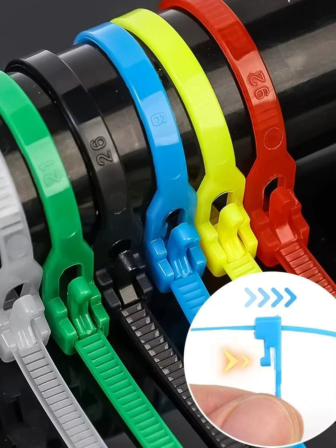 100 wiederverwendbare Nylon-Kabelbinder in Schwarz, Weiß und gemischten Farben - Bild 6