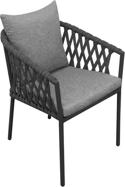Greemotion Gartenstuhl Bari in Anthrazit, stapelbar mit Armlehnen aus Aluminium und wetterfestem Polyester, B/T/H: 59 x 79,5 x 66 cm - Bild 1