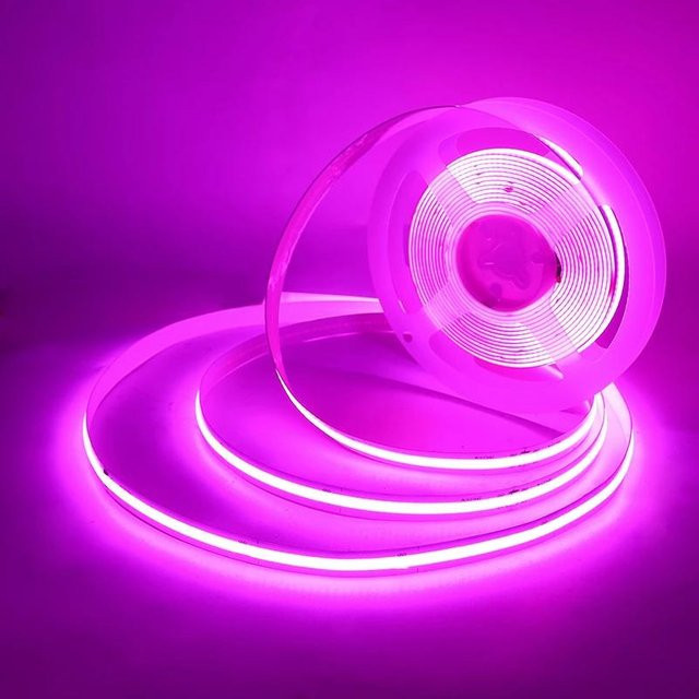 MnnWuu COB LED Streifen Rosa, 24V DC, 480 LEDs/m, Flexible Linear Beleuchtung mit hohem RA90 Wert, Länge: 4 m - Bild 1