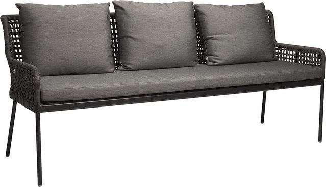 Stern Dining-Bank Greta 3-Sitzer aus Aluminium in Anthrazit mit Kordel Platin und Kissen aus 100% Polyacryl in Seidengrau, Breite: 180 cm - Bild 1