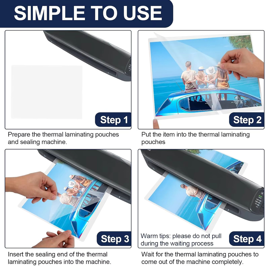 100er-Pack Transparente Thermolaminierfolien mit abgerundeten Ecken, kompatibel mit allen Thermolaminiergeräten, 3x5,3 Zoll - Bild 4