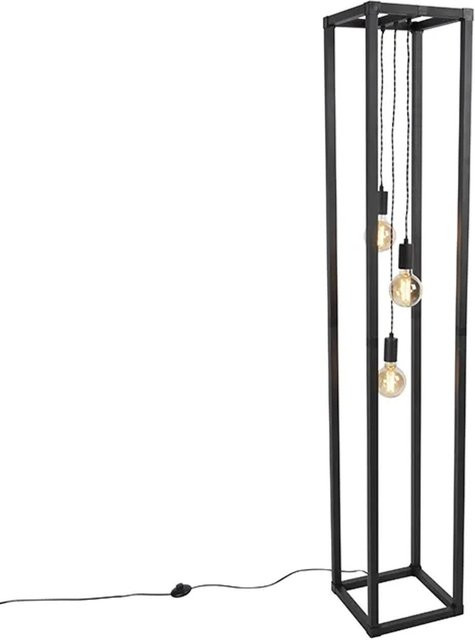 QAZQA Design Stehleuchte Schwarz mit 3 Käfig-Leuchten, dimmbar, E27, Höhe: 175 cm - Bild 1
