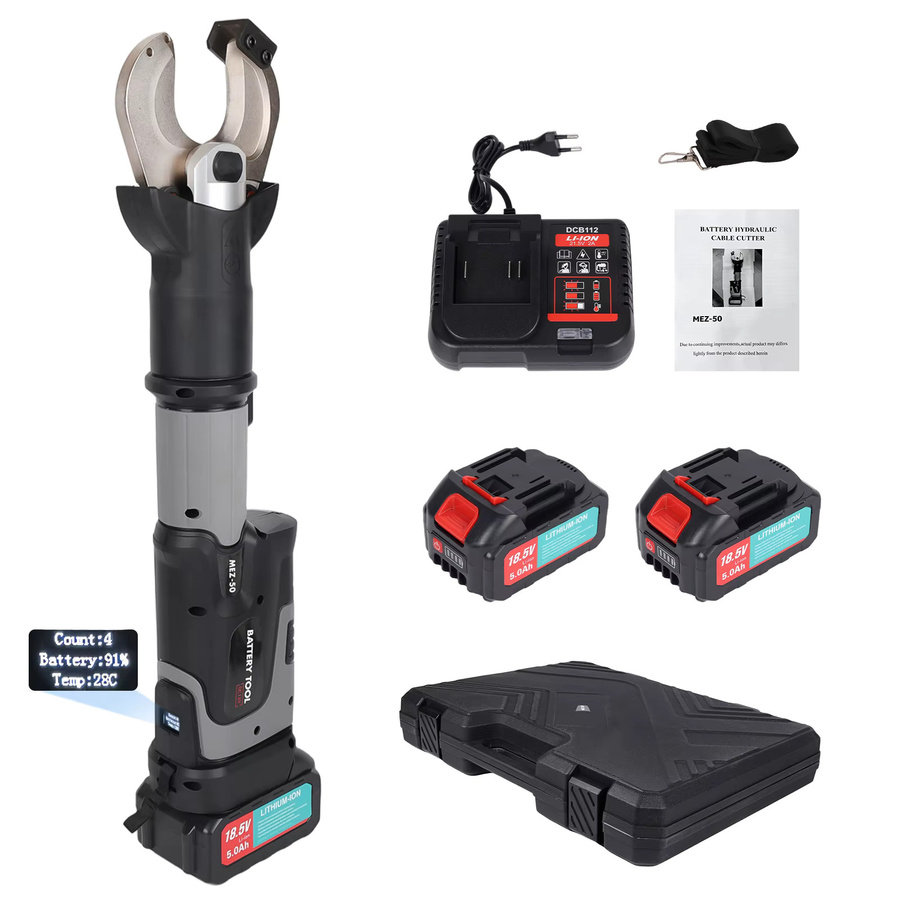 Podofo Hydraulisches Crimpwerkzeug Elektrischer Kabelschneider mit 2 Lithium-Ionen-Akkus und LED-Anzeige in Schwarz - Bild 7