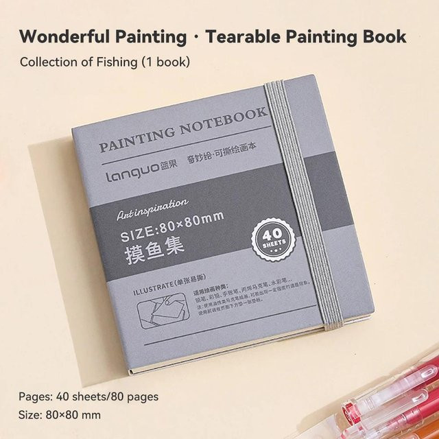 NATAWA Aquarell-Skizzenbuch Grau, 40 Blatt, 250 g/m² Papier, zerreißbares Zeichenheft für Profis - Bild 1