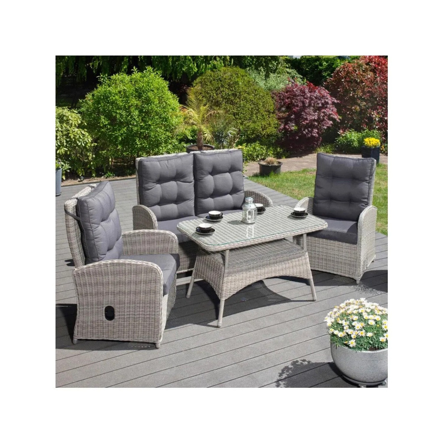 Green Spirit Garten Sitzgruppe Monte Carlo in Grau aus Aluminium mit Sicherheitsglas - Bild 2
