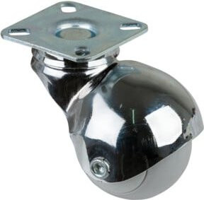 BS Lenkrolle F60 mit Platte aus Gummi und Kunststoff, Durchmesser: 50 mm, Breite: 50 mm, Silber - Bild 1