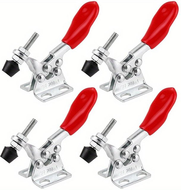 Housewarm 4er Set Metall Kniehebelklemmen in Weiß mit verstellbaren Gummi-Druckspitzen für Holzbearbeitung und Schweißen - Bild 1