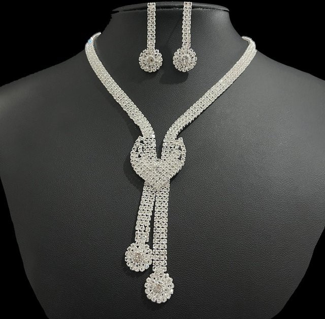 Allbestart Schmuckset, Halskette, Ohrringe, Diamant, Damen, weiß - Bild 1
