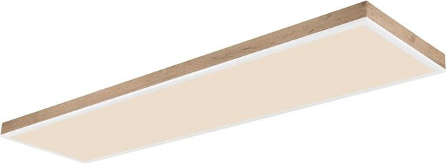 Globo LED-Deckenleuchte Doro in Weiß und Holzfarben mit Fernbedienung, dimmbar, B/H/T: 120 x 7,5 x 30 cm - Bild 1