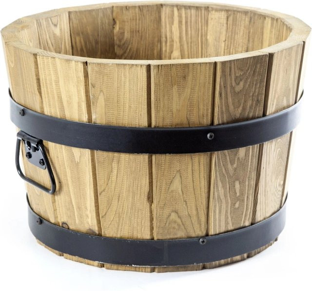 HolzFee Pflanzkübel rustikal aus Kiefernholz braun Durchmesser: 35 cm, Höhe: 21 cm - Bild 1