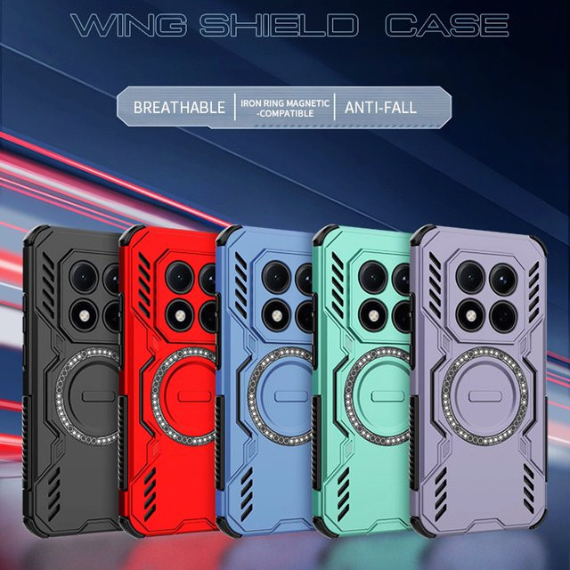Schwere Rüstung Handyhülle für Xiaomi POCO M8 Pro 5G und Redmi Note 15 Pro in Rot, Stoßfeste Magnetische Schutzhülle aus PC und TPU mit Wärmeableitung - Bild 1