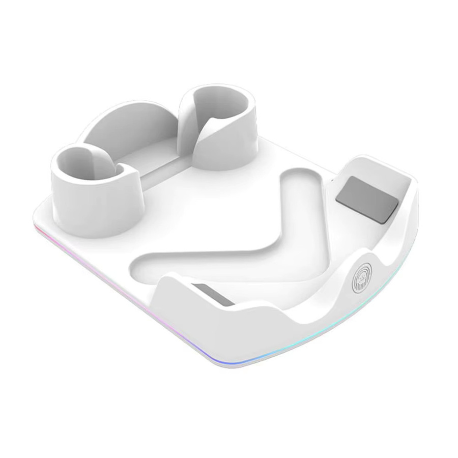 ALLOYSEED Ladestation für Meta Quest 3S VR-Headset mit Displayständer, Controller-Halterung und RGB-Beleuchtung, Weiß - Bild 2
