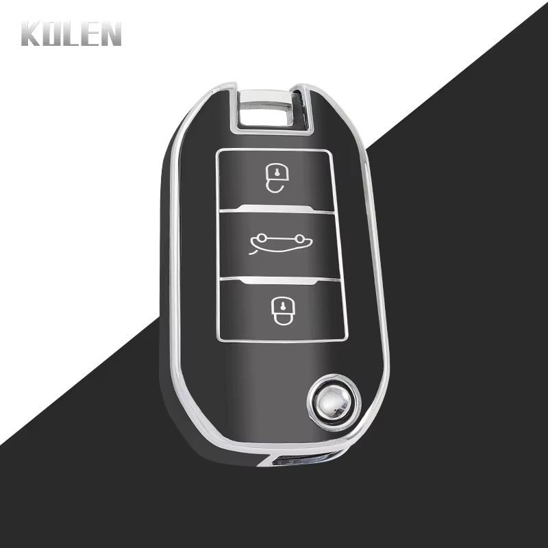 KOLEN TPU Auto Flip Key Case Cover Shell für Peugeot und Citroen in Schwarz - Bild 1