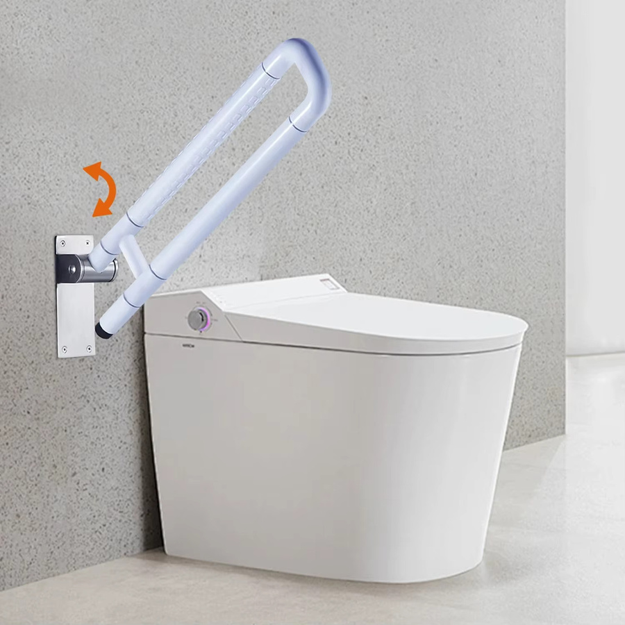 Zusammenklappbarer Toilettenstützgriff in Weiß, Wandmontage, Tragfähigkeit 300 kg - Bild 3