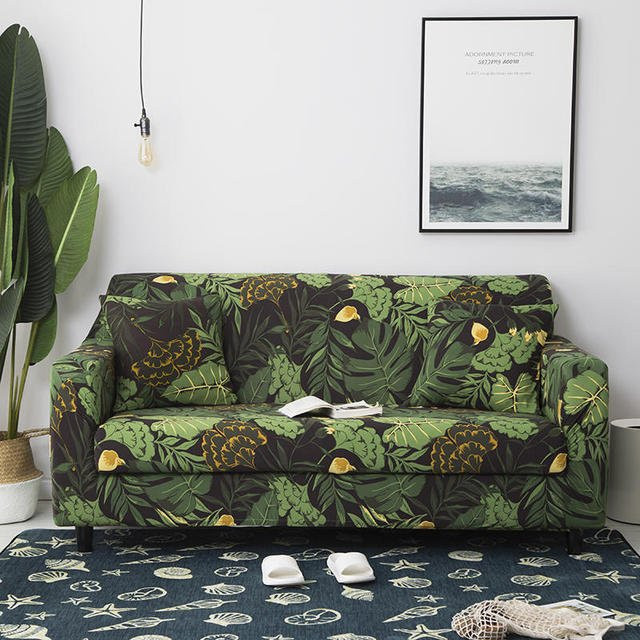 Housmife Elastischer Sofabezug mit Blumenmuster, Rutschfester Stretch-Couchbezug für 3-Sitzer, Breite: 190-230 cm - Bild 1