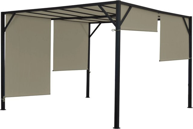 BERLINLODGE Pergola Baia Garten Pavillon mit Schiebedach in Taupe, H: 212 cm, B: 305 cm, T: 305 cm - Bild 1