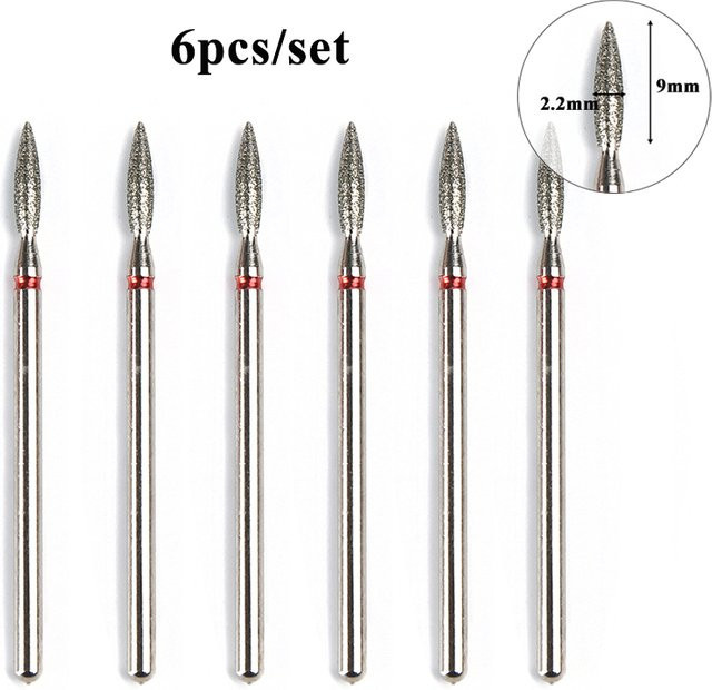TFSCLOIN Nagel Bohrer Bits, 6 Stück, Flamme Diamant, Unisex - Bild 1