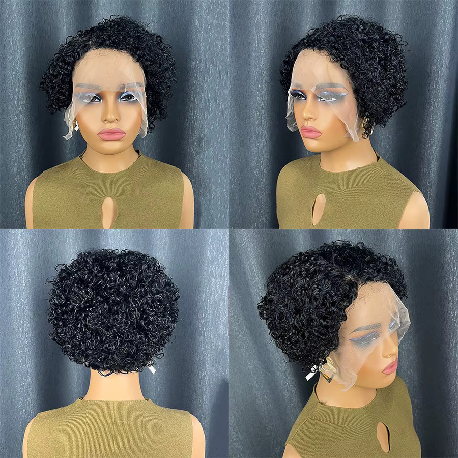 OYM HAIR Lace-Front-Perücke, kurze Pixie-Schnitt-Perücke, Echthaar, Damen - Bild 5