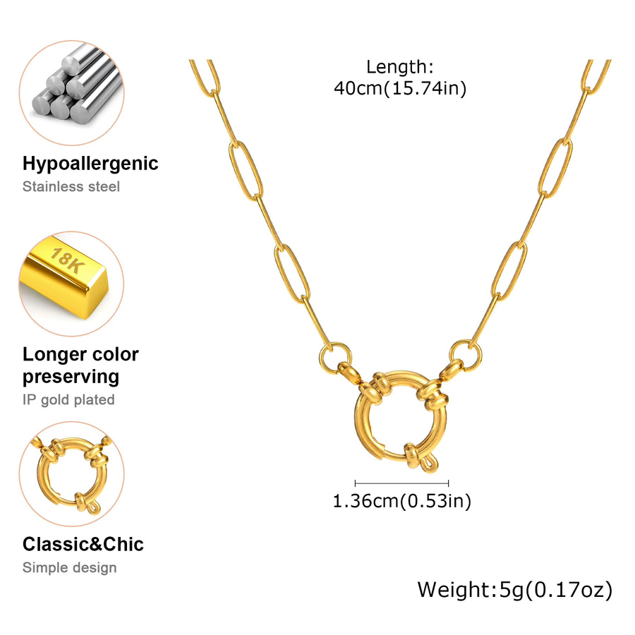 Meaeguet Büroklammer-Ketten-Choker-Halskette, Edelstahl, vergoldet, Damen - Bild 3