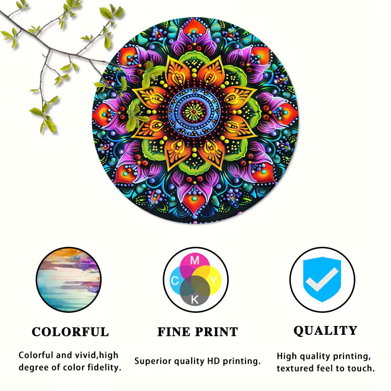 Potdemiel Rundes Vintage Wandschild mit Mandala-Motiv in Bunt, Metall Wandkunst mit geometrischem Blumenmuster, Durchmesser: 20 cm - Bild 5