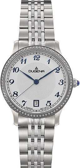 Dugena Damenuhr, Quarz, Edelstahl, Silber, Diamantbesetzt, 32 mm - Bild 1