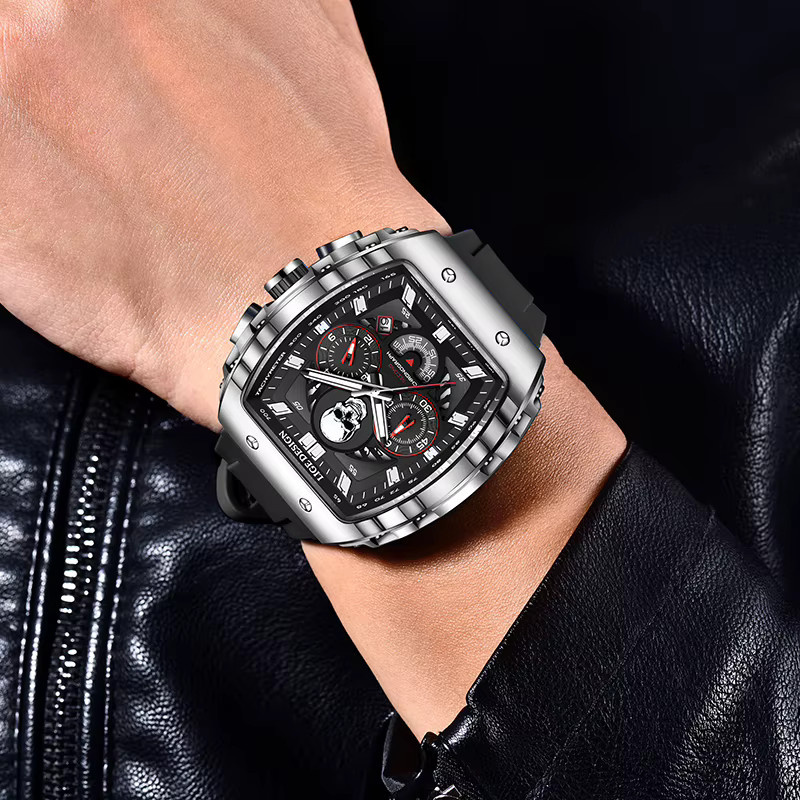 LIGE Armbanduhr Chronograph, Quarz, Edelstahl, Schwarz, Herren - Bild 2