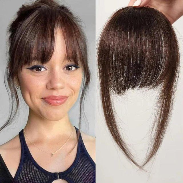 WIKHOSTAR Echthaar Pony Naturbraun, Haarclip mit Schläfen, Damen - Bild 1