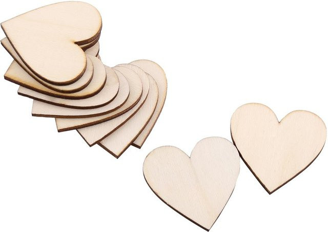 Tooarts Holzverzierung in Herzform für Hochzeiten und Kunsthandwerk, Farbe: Weiß, 50 Stück, Durchmesser: 40 mm - Bild 1