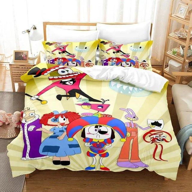 Jinmeige Bettwäsche-Set Das Erstaunliche Digitale Zirkus mit 3D-Druck, dreiteiliges Cartoon Anime Set aus Mikrofaser, Mehrfarbig, B/H: 135 x 200 cm - Bild 1