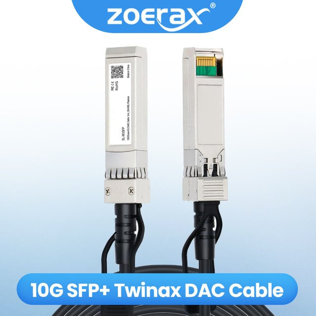 ZoeRax 10G SFP+ Twinax DAC-Kabel passives Direct Attach Kupferkabel in Schwarz kompatibel mit Cisco MikroTik HP und Intel Switches - Bild 1