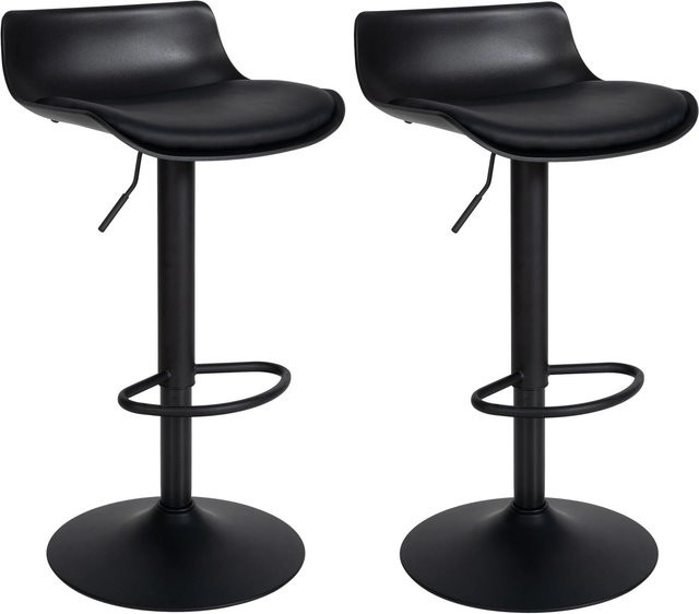 DELUKE Barhocker 2er Set höhenverstellbar in Schwarz aus Kunstleder mit Lehne und 360 Grad Drehsitz, B/T/H: 43 x 44 x 68,5-94 cm - Bild 1