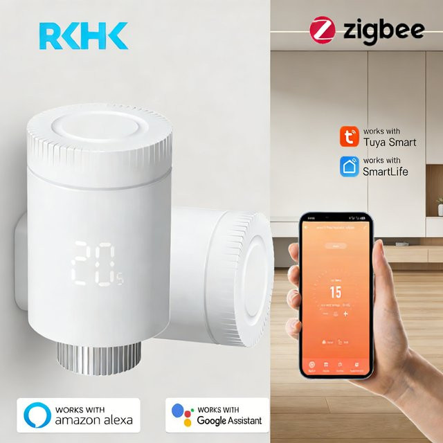 Tuya Smart TRV Thermostat-Controller ZigBee Heizkörperregler in Weiß kompatibel mit Alexa und Google Home - Bild 1