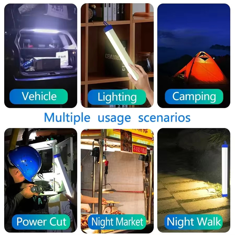 XIWANGFIRE LED-Lichtleiste als wiederaufladbare Röhren-Campinglampe mit magnetischer Aufhängung, weißes Licht, kühlweiß, tragbare COB-Leuchte für Notfälle und Außenbeleuchtung - Bild 4